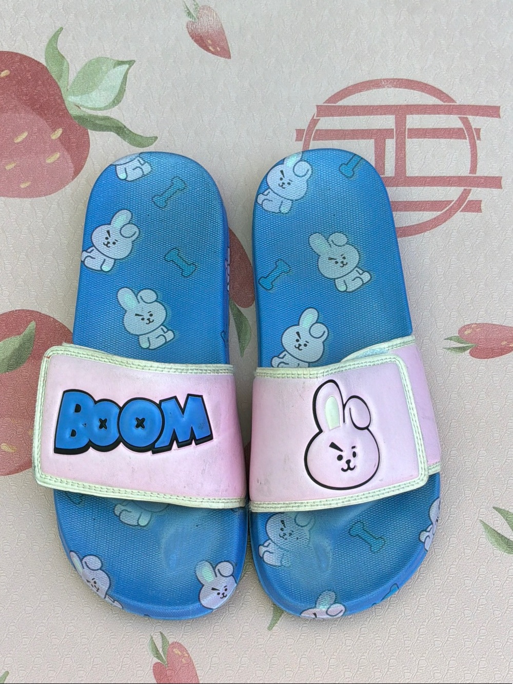 Womans Cooky Blue and Pink Cartoon Slide Sandals